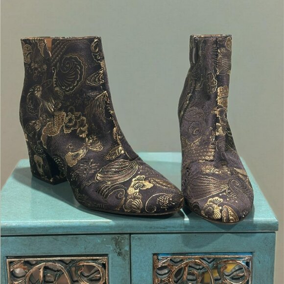 Franco Sarto Black and Gold Booties - Picture 2 of 4